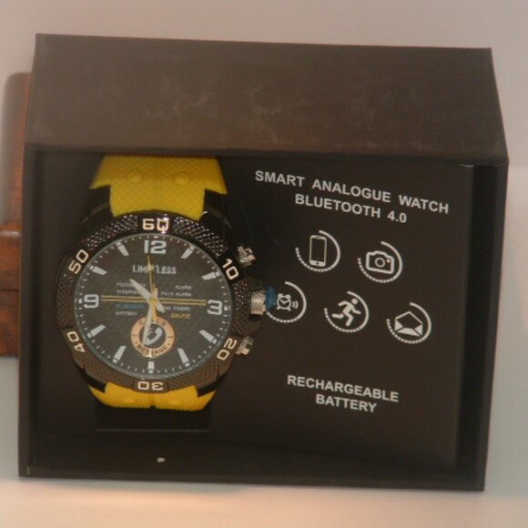 New Limitless Men’s Black & Yellow SU-2567-C Analog Smart Watch - Picture 1 of 4